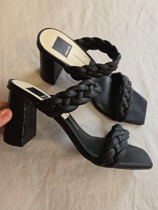 Dolce Vita Shoes - Dolce Vita Paily Braided Double-Strap Black Block Heel Sandals HAL3